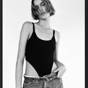 Zara black ribbed bodysuit